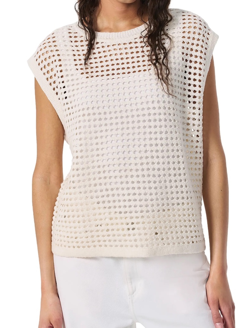 rag & bone Ezra Open Stitch Sweater Vest Cream L